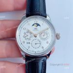 V9 Factory Replica IWC Portuguese Perpetual Calendar White Dial Moon Watch 41mm